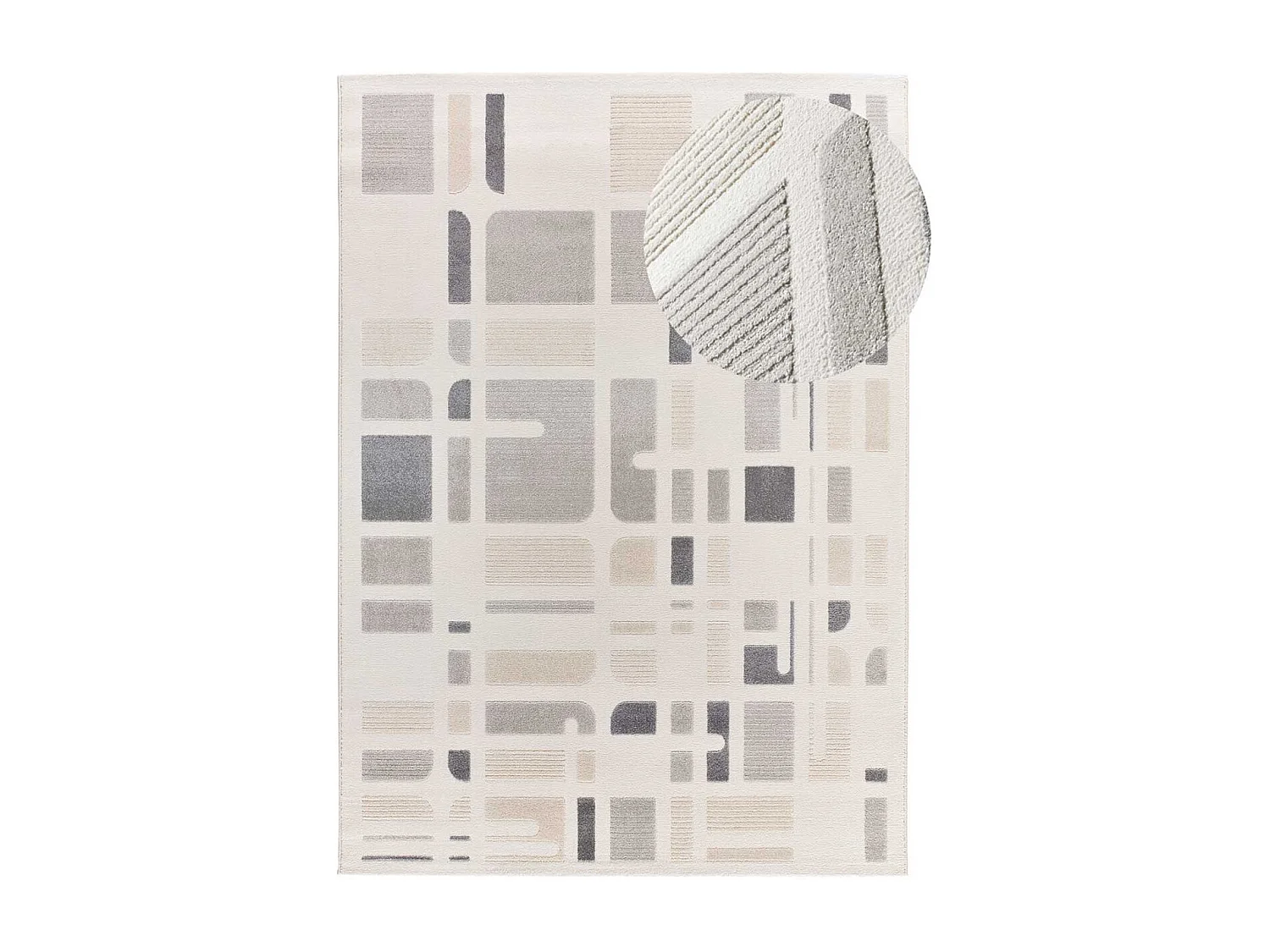 Tapis intérieur - géométrique avec relief - argent - 200 x 290 cm - FLORA