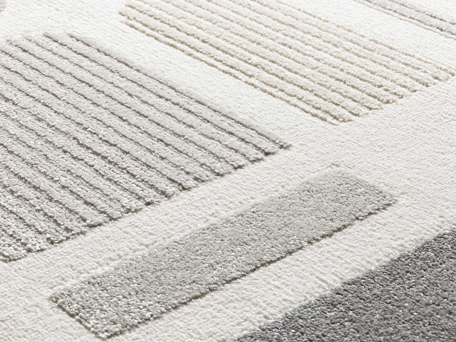 Tapis intérieur - géométrique avec relief - argent - 200 x 290 cm - FLORA