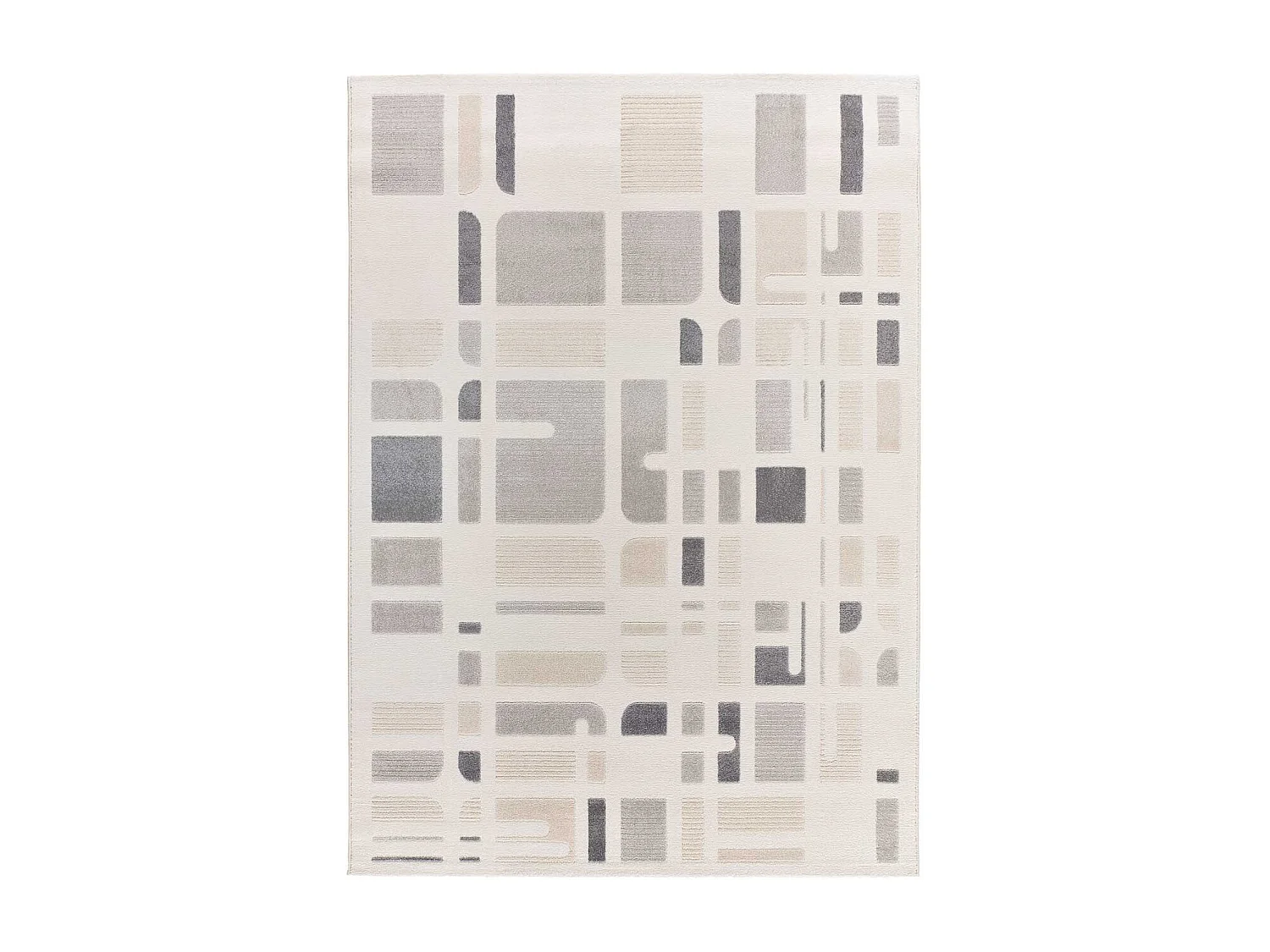 Tapis intérieur - géométrique avec relief - argent - 200 x 290 cm - FLORA