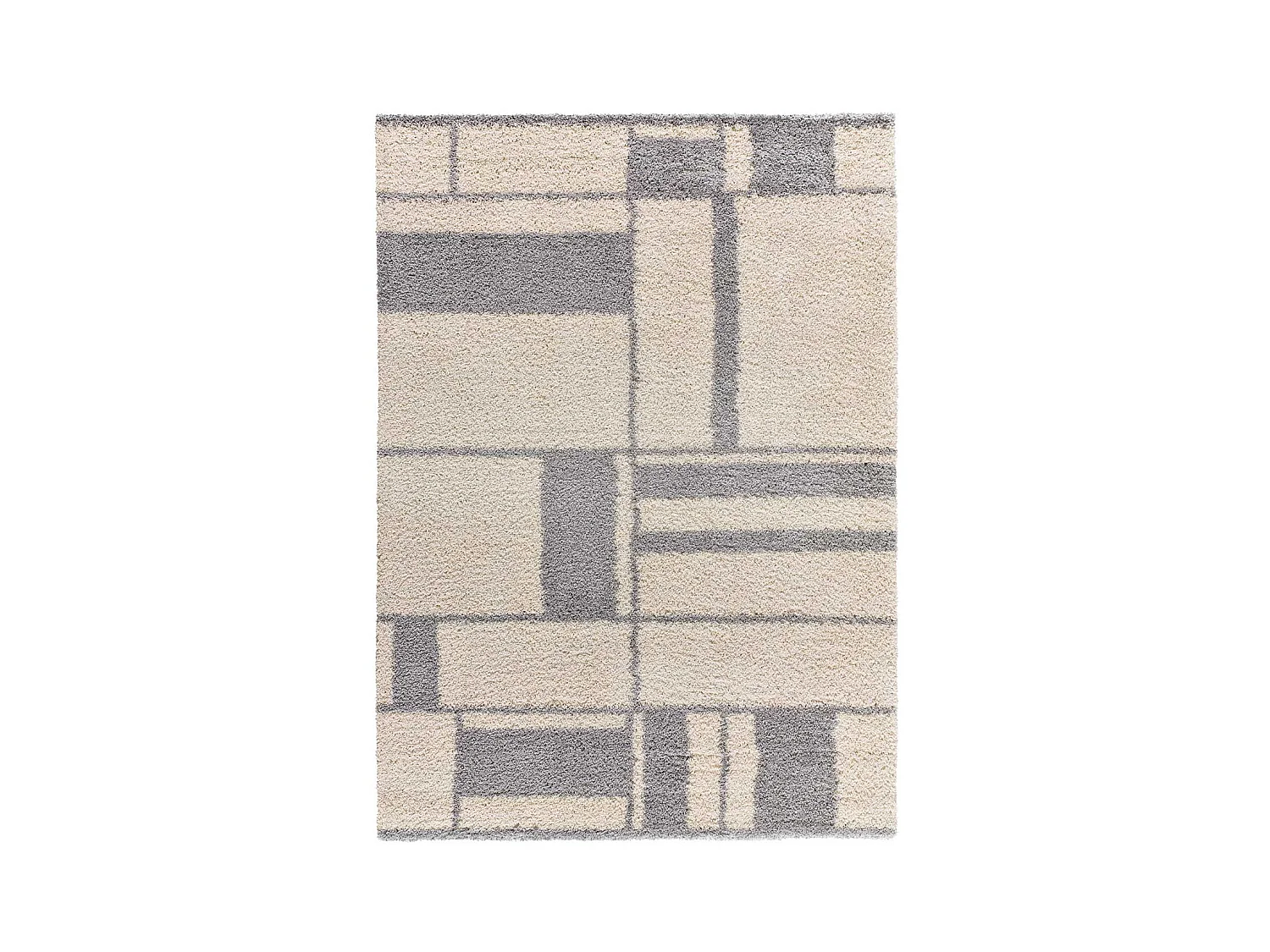 Tapis intérieur - shaggy géométrique - argent - 80 x 150 cm - HELIA