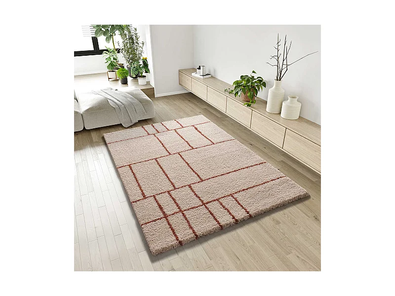 Tapete interior - shaggy geométrico - caldeira - 60 x 120 cm - HELIA