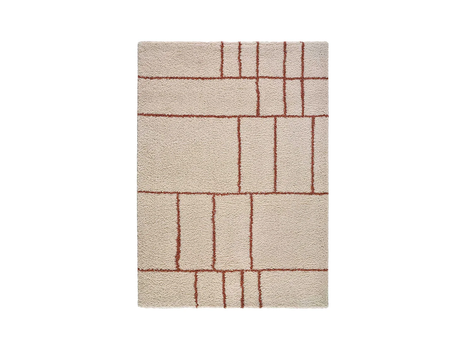 Tapis intérieur - shaggy géométrique - rouille - 60 x 120 cm - HELIA