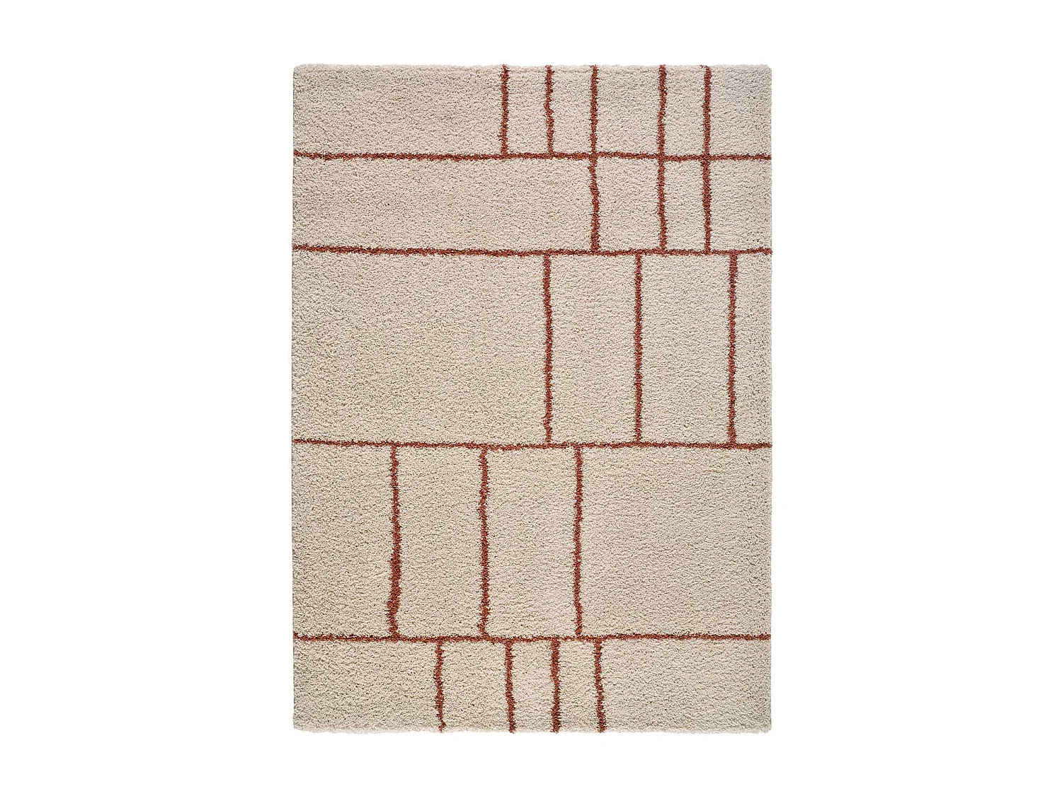 Tapis intérieur - shaggy géométrique - rouille - 60 x 120 cm - HELIA