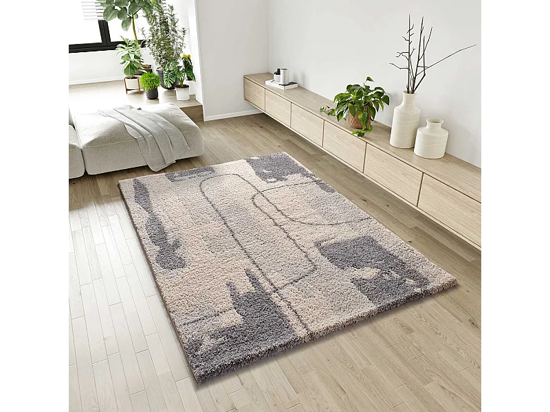 Alfombra interior  - shaggy abstracto - plata - 80 x 150 cm - HELIA