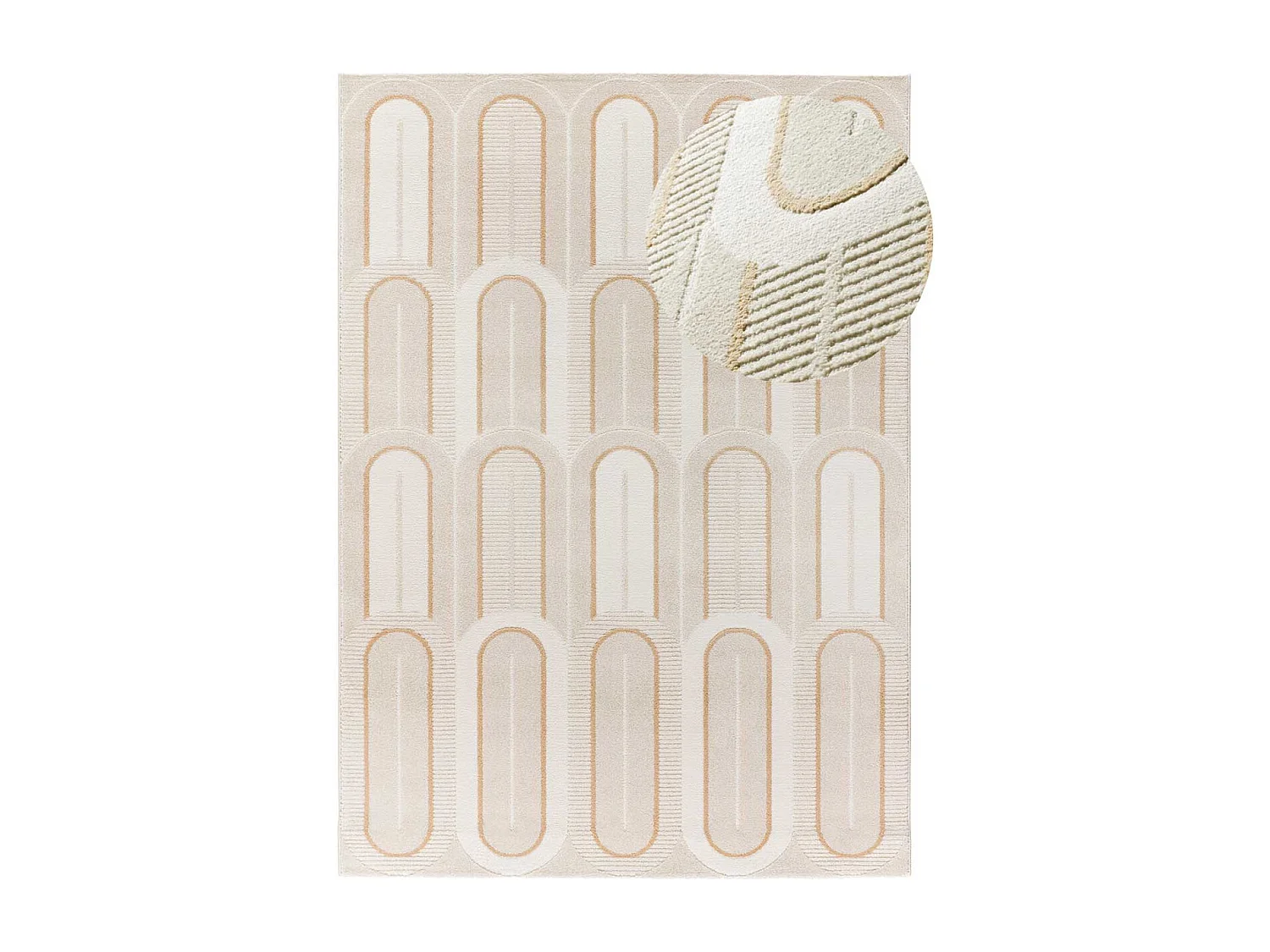 Tapis intérieur - géométrique avec relief - blanc - 200 x 290 cm - FLORA