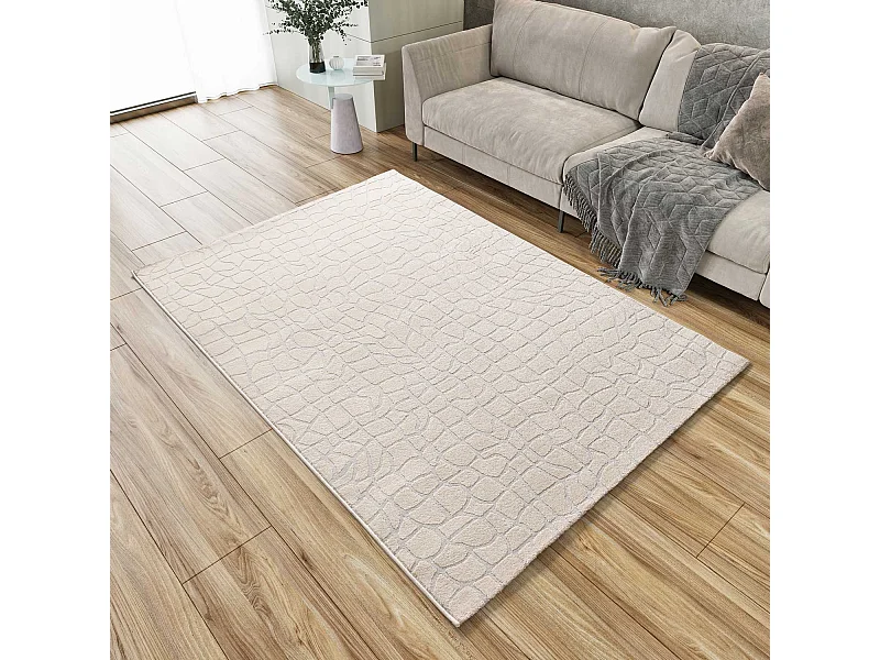 Tapis intérieur - moderne avec relief - argent - 80 x 150 cm - BARESA