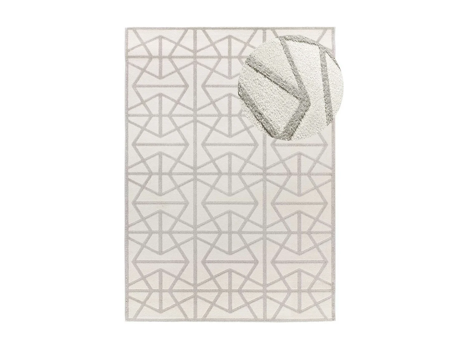 Tapis intérieur - géométrique avec relief - argent - 80 x 150 cm - FLORA