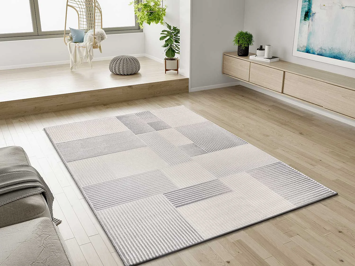 Tappeto interno - geometrico con rilievo - grigio - 80 x 150 cm - BARESA