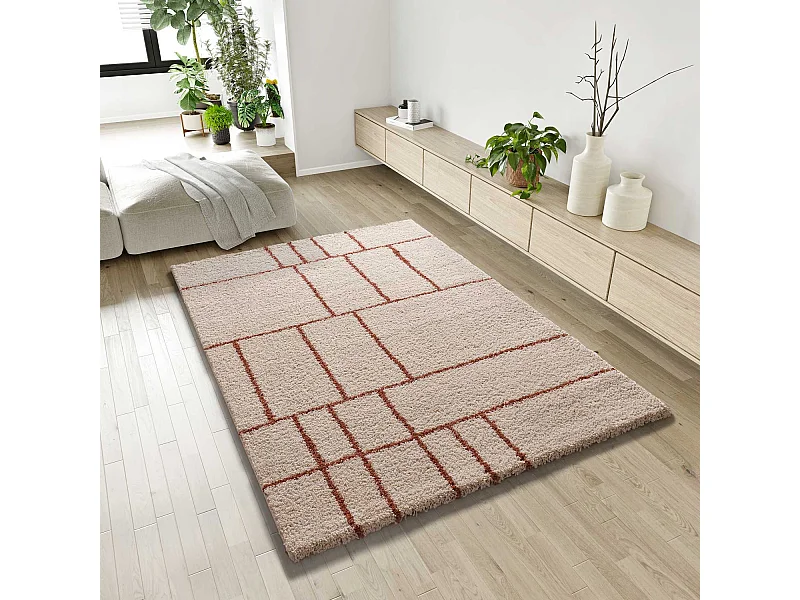Tapete interior - shaggy geométrico - caldeira - 80 x 150 cm - HELIA