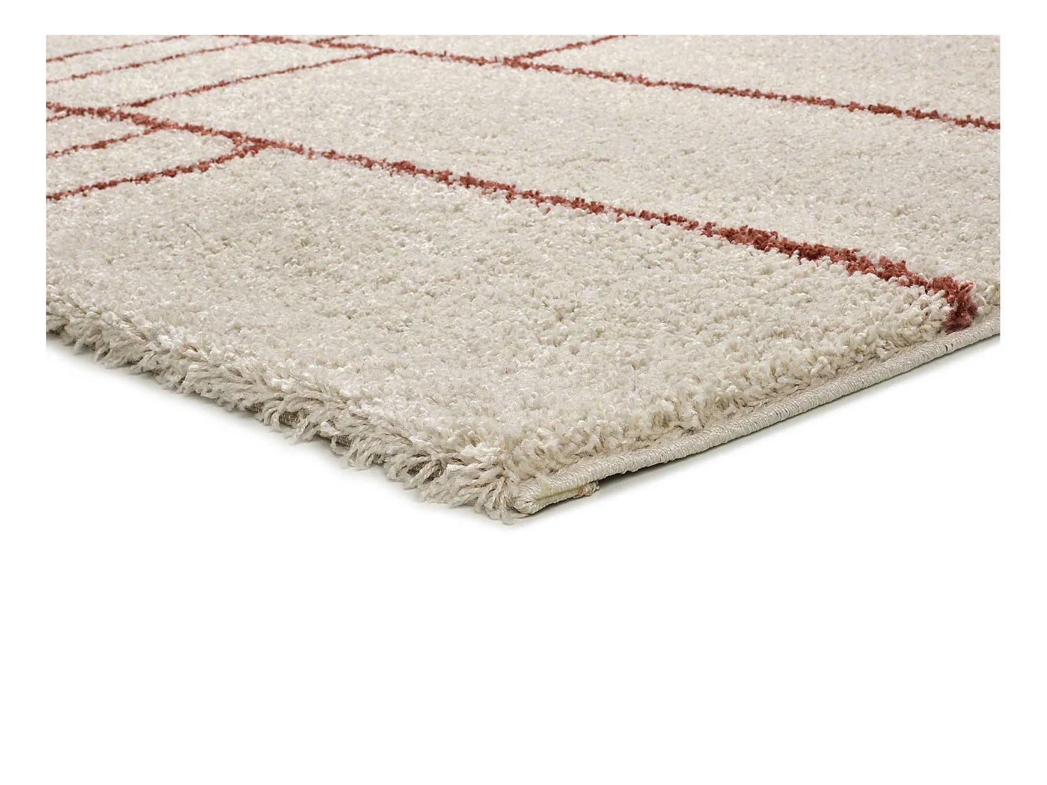 Tapis intérieur - shaggy géométrique - rouille - 80 x 150 cm - HELIA