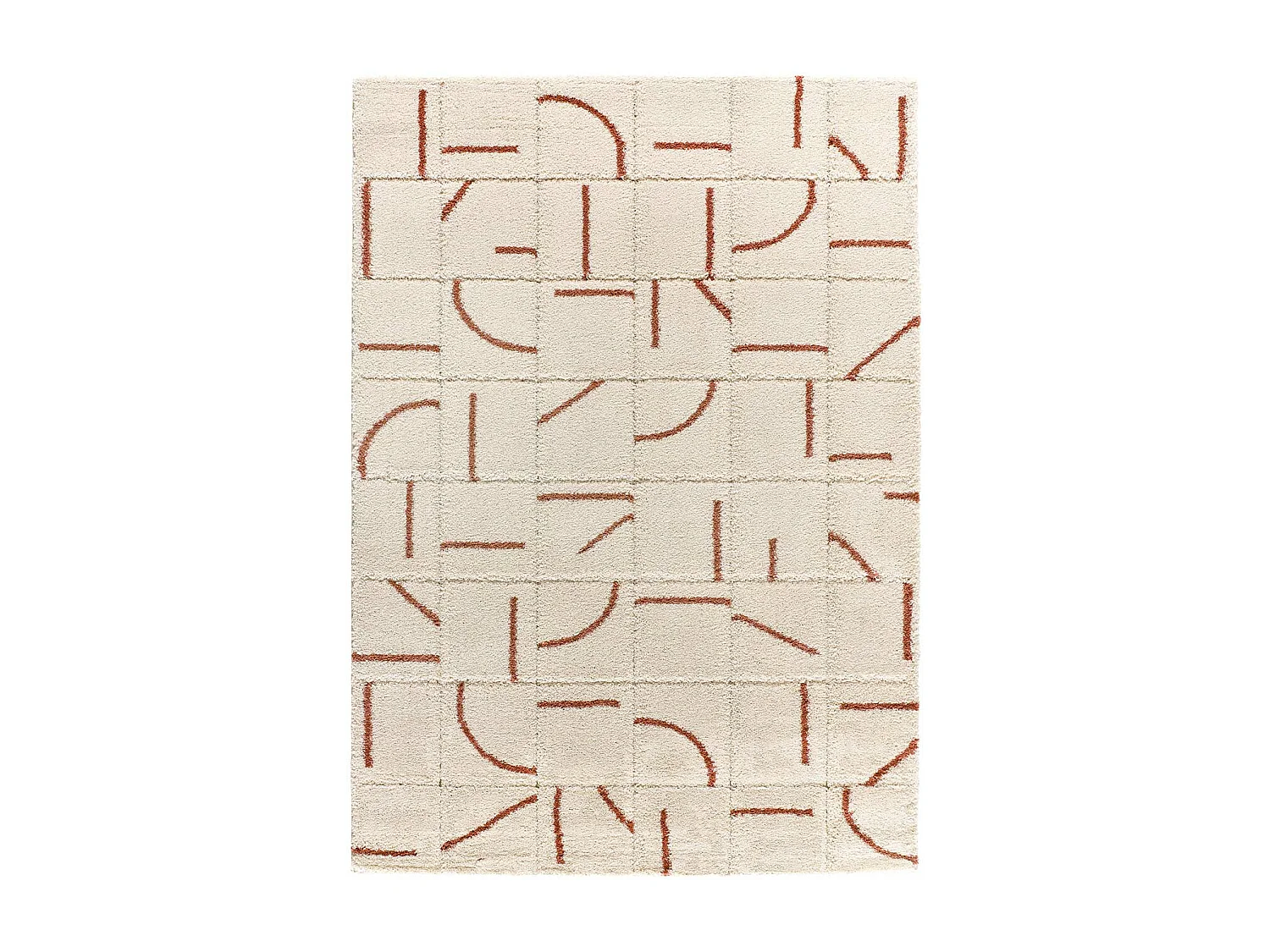 Hochflorteppich - geometrisch shaggy - rostrot - 60x120 cm - BRENDA