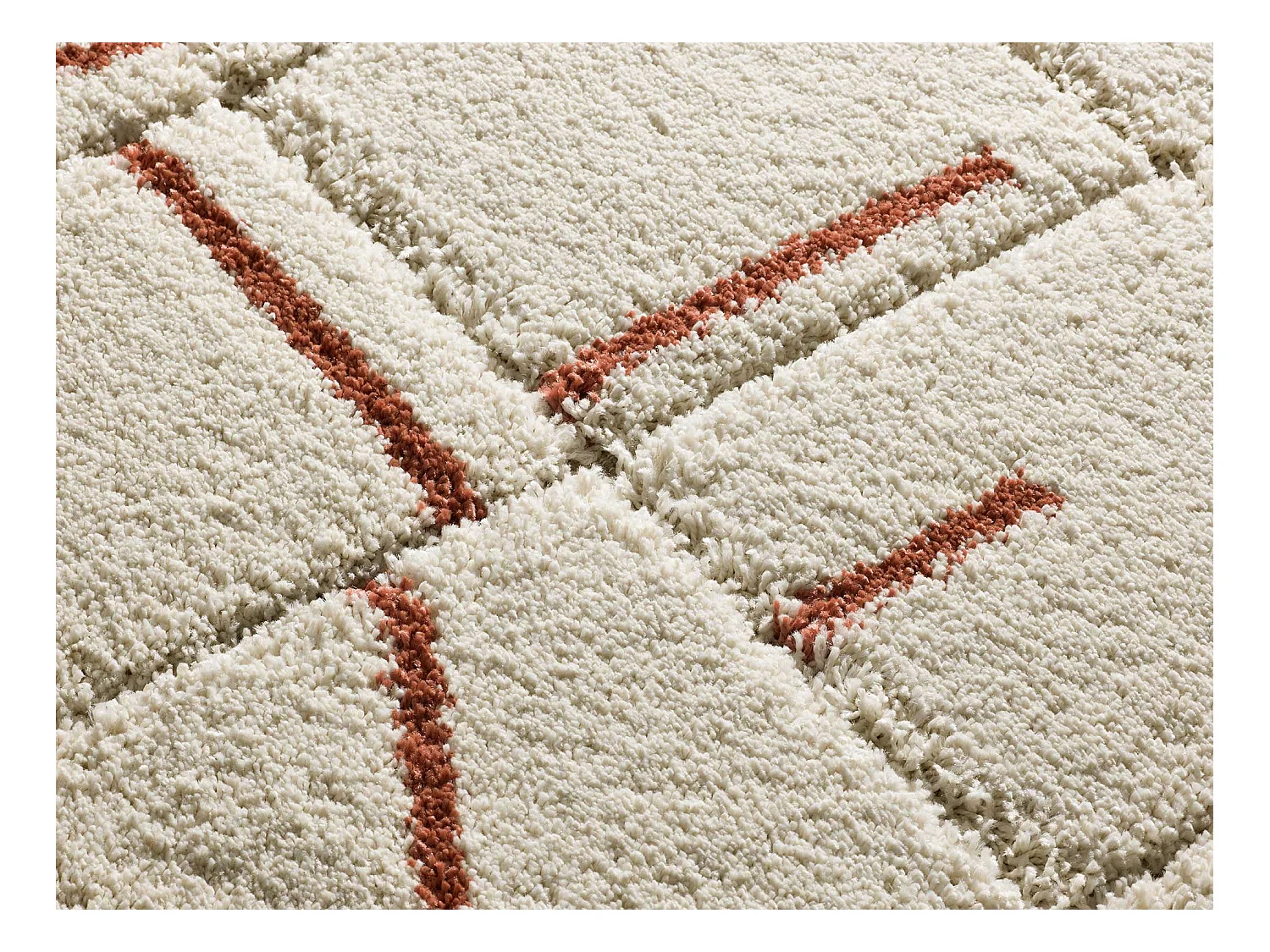 Tapis intérieur - shaggy géométrique - rouille - 60 x 120 cm - BRENDA