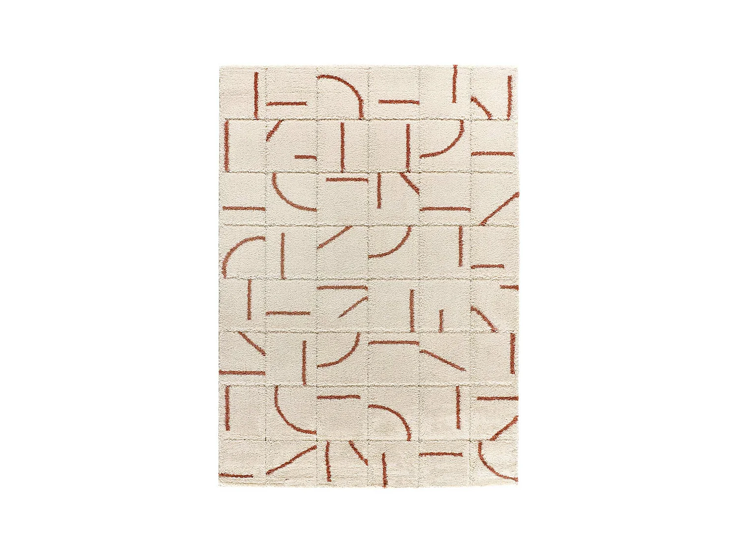 Tapis intérieur - shaggy géométrique - rouille - 60 x 120 cm - BRENDA