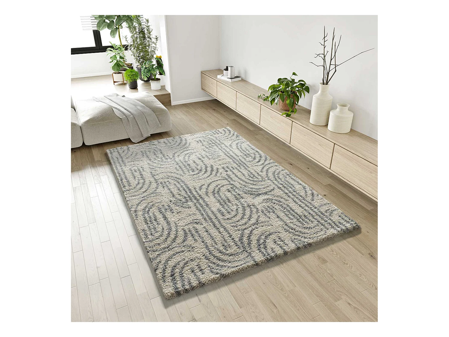 Alfombra interior  - shaggy escandinavo - plata - 160 x 230 cm - HELIA