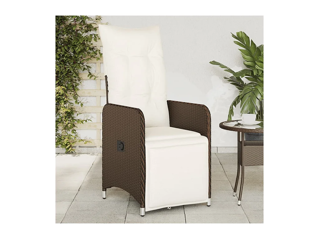 Chaises inclinables de jardin lot de 2 et coussins marron rotin