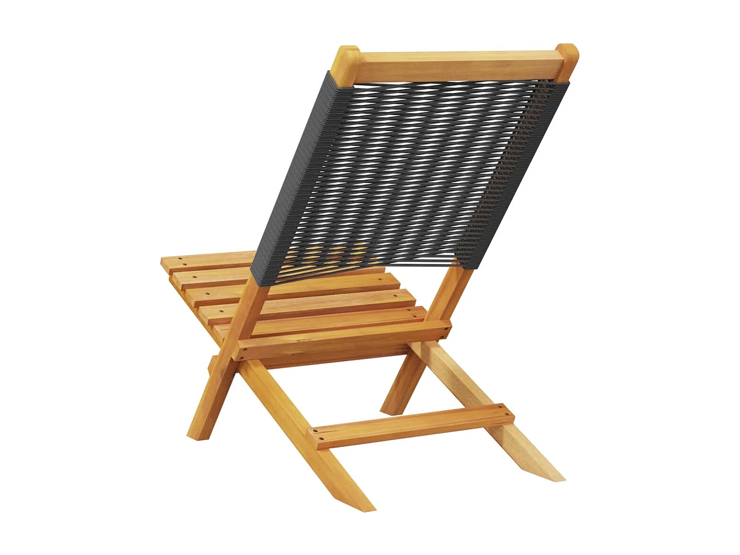 Set di 8 sedie pieghevoli da giardino in legno massello di acacia nero