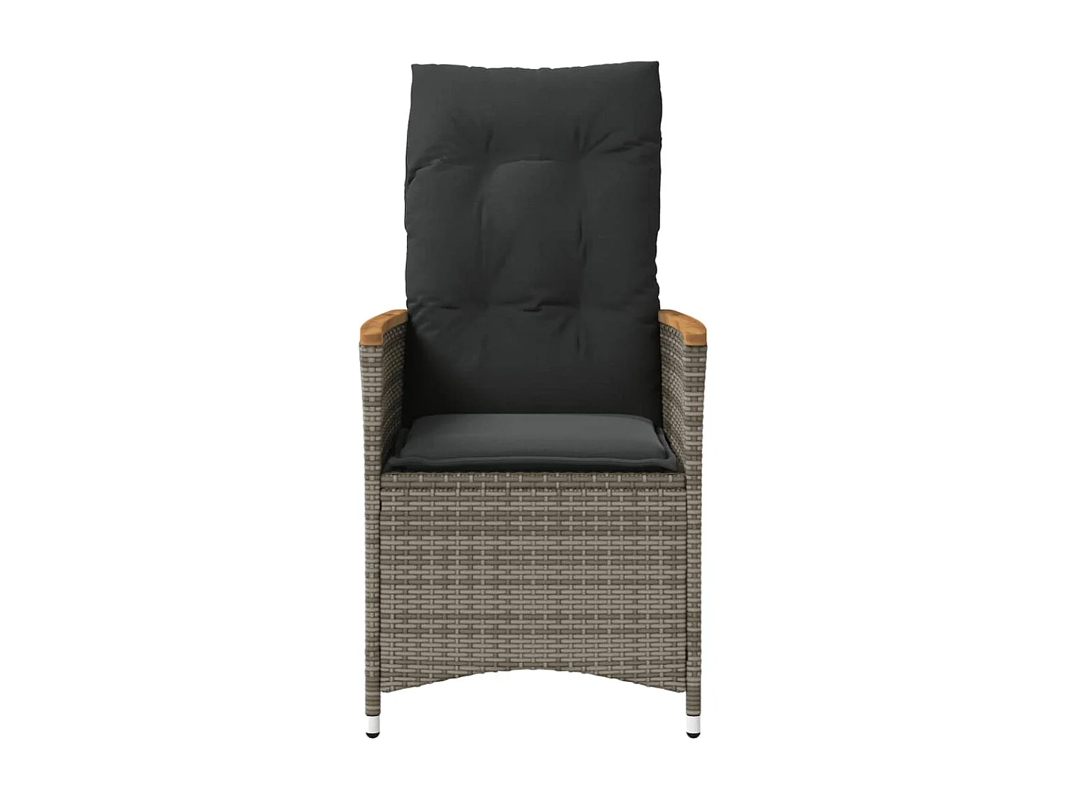 Chaise inclinable de jardin avec coussins gris résine tressée