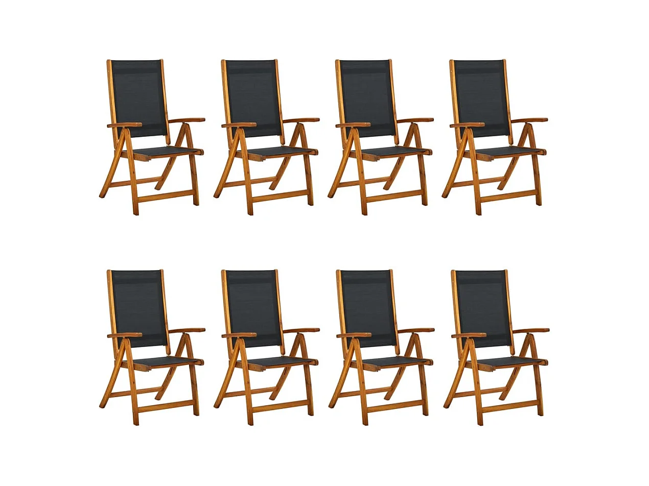 Chaises de jardin pliantes lot de 8 acacia massif et textilène
