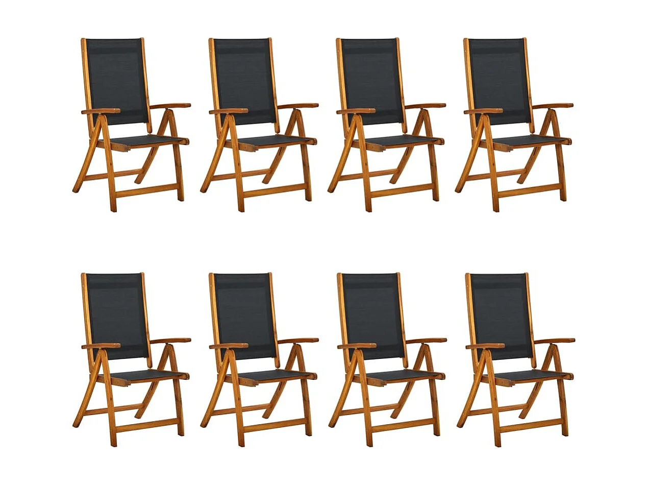 Chaises de jardin pliantes lot de 8 acacia massif et textilène