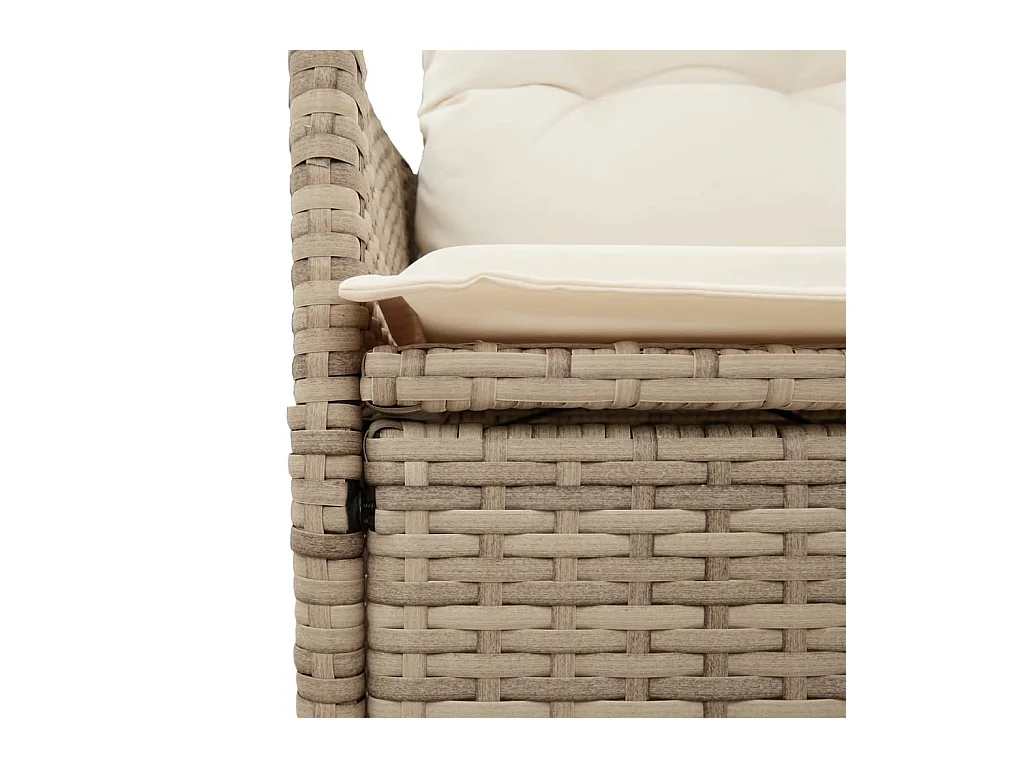 Chaise inclinable de jardin avec coussins beige résine tressée
