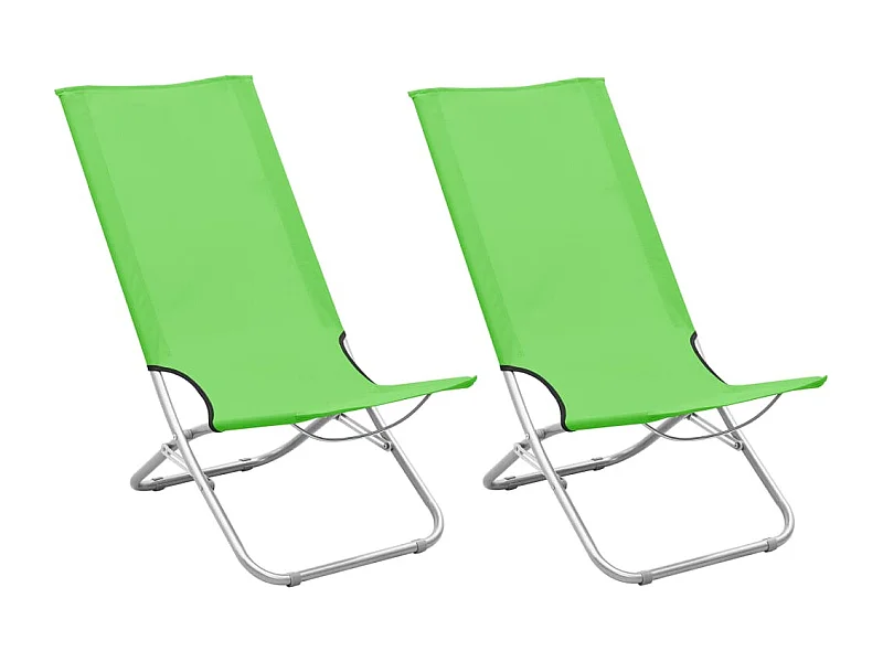 Chaises de plage pliables lot de 2 Vert Tissu