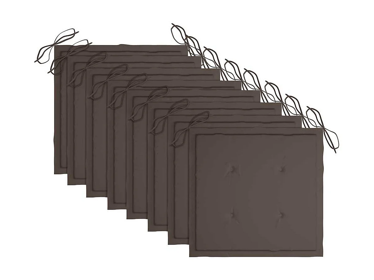 Set di 8 sedie da giardino e cuscini color tortora Legno massello di teak