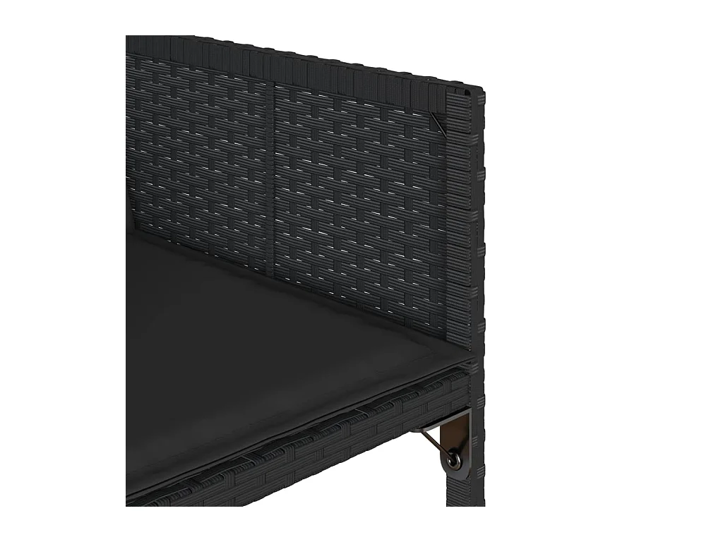 Chaises de jardin lot de 4 avec coussins noir résine tressée