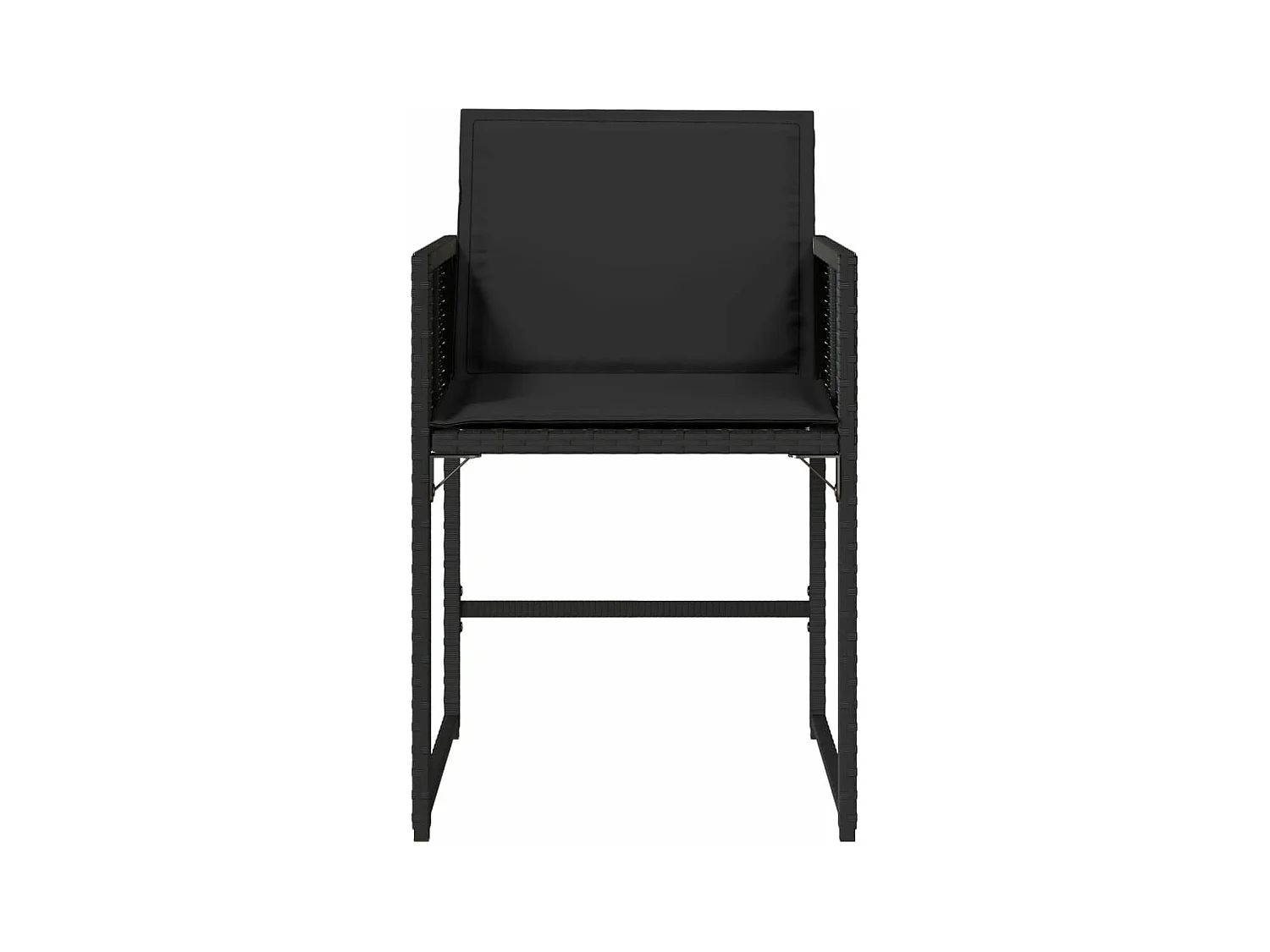 Chaises de jardin lot de 4 avec coussins noir résine tressée