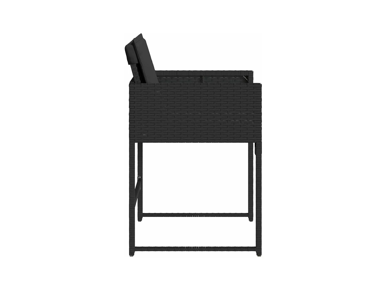 Chaises de jardin lot de 4 avec coussins noir résine tressée
