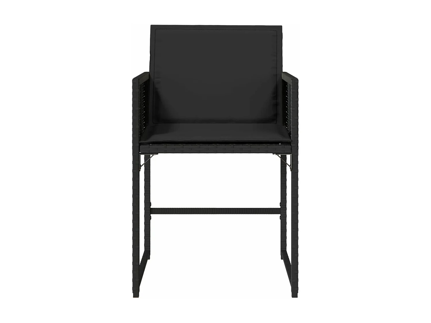 Chaises de jardin lot de 4 avec coussins noir résine tressée