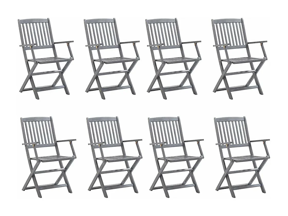 Chaises pliables d'extérieur lot de 8 et coussins Bois d'acacia