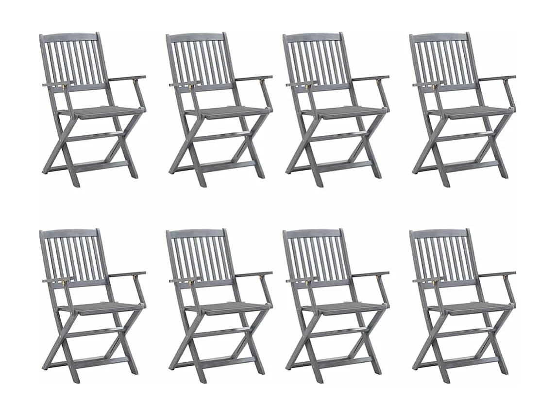 Chaises pliables d'extérieur lot de 8 et coussins Bois d'acacia