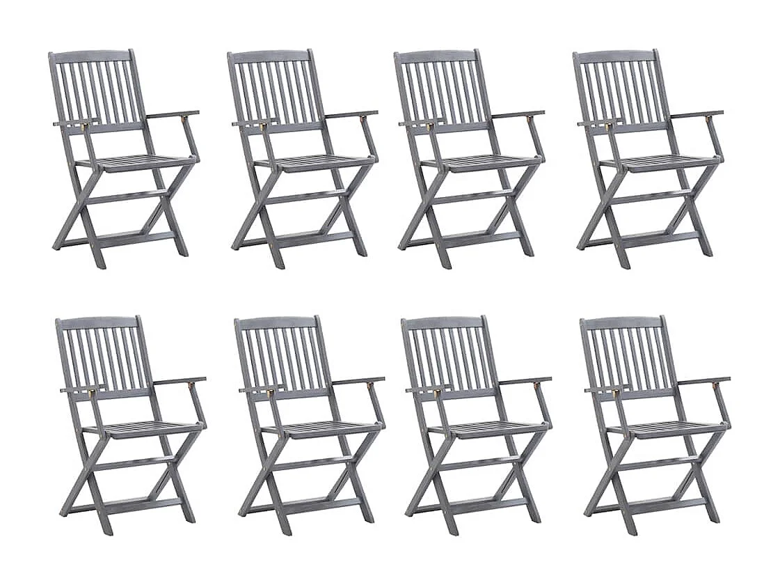 Chaises pliables d'extérieur lot de 8 et coussins Bois d'acacia