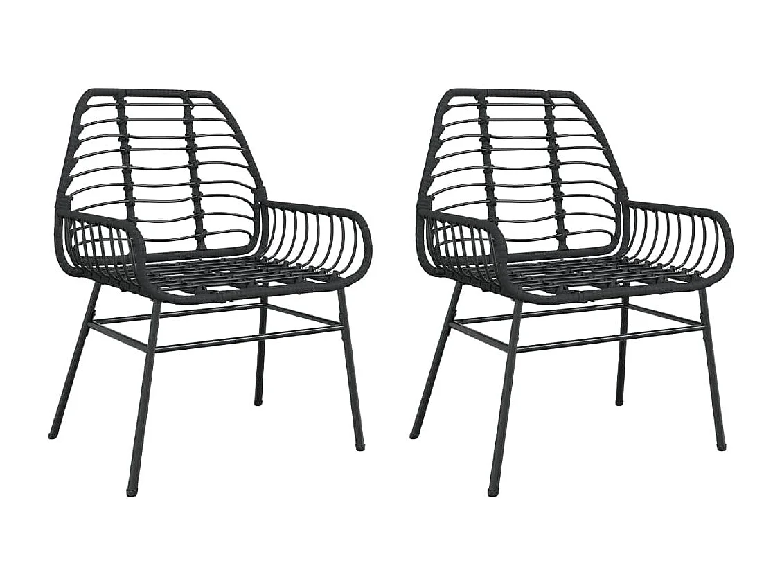 Chaises de jardin lot de 2 Noir Résine tressée