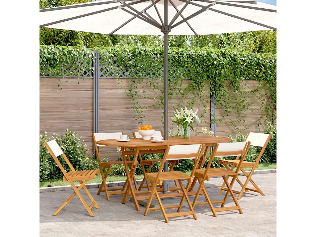 Chaises de jardin pliantes lot de 6 tissu et bois massif