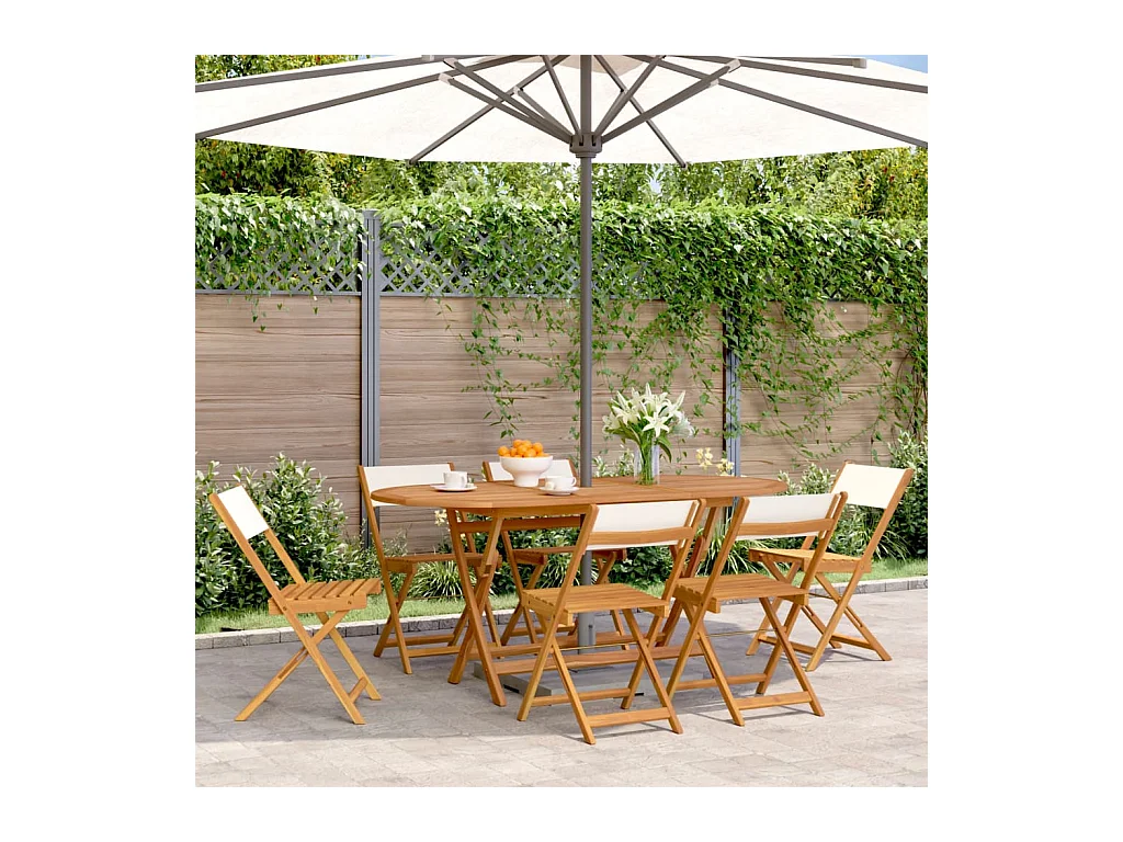 Chaises de jardin pliantes lot de 6 tissu et bois massif