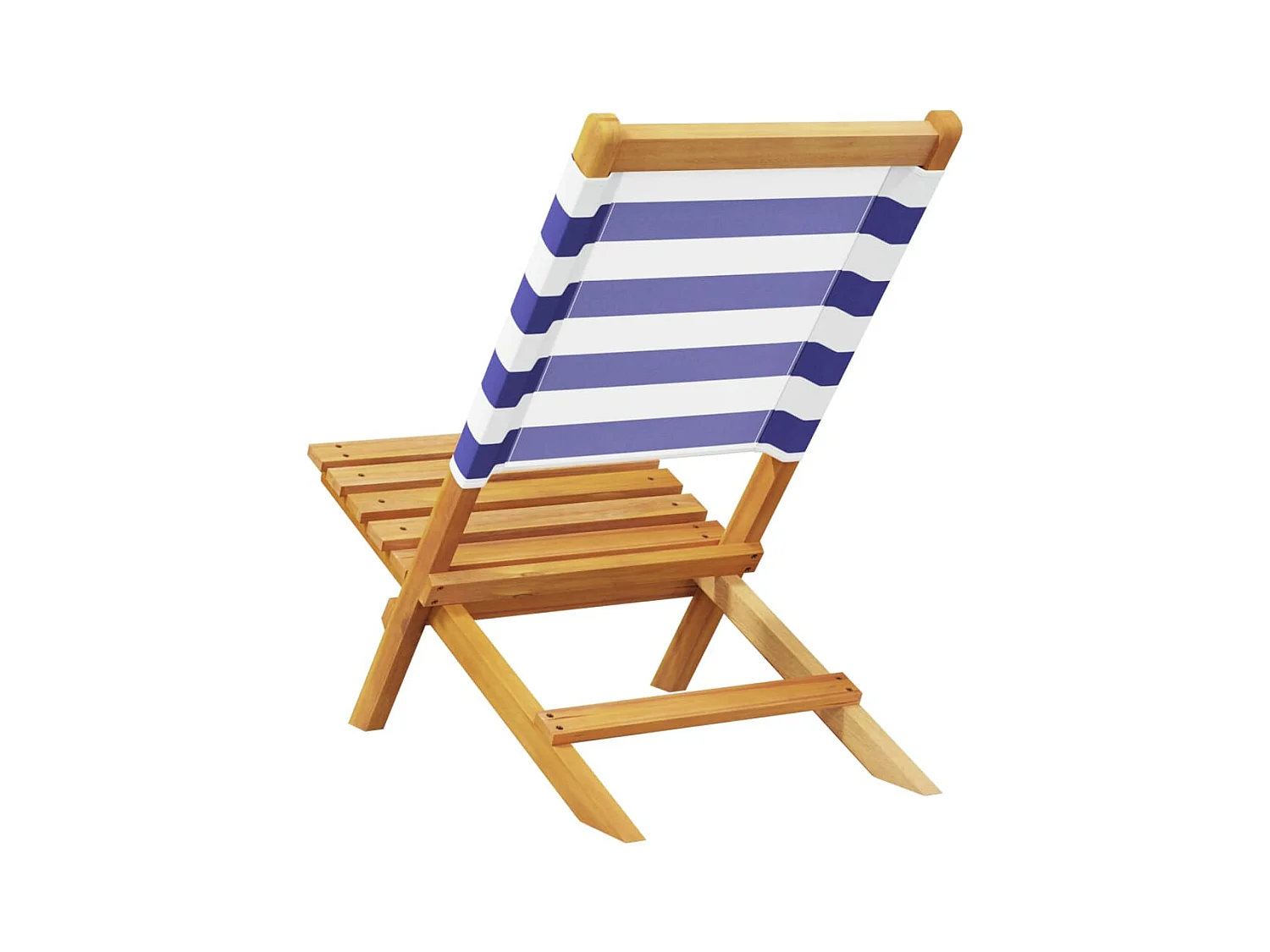 Chaises de jardin lot de 2 bleu/blanc bois acacia massif tissu