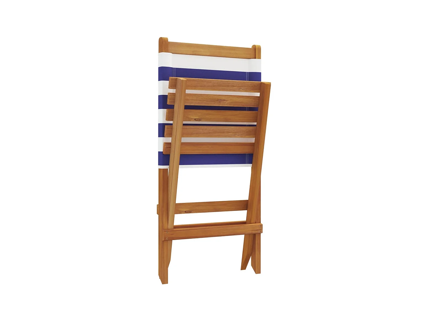 Chaises de jardin lot de 2 bleu/blanc bois acacia massif tissu