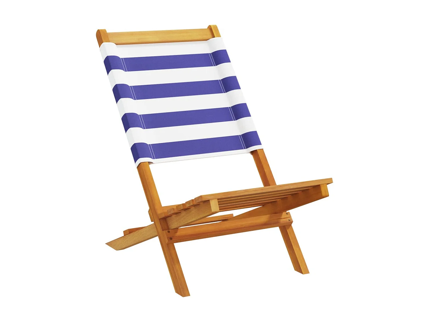 Chaises de jardin lot de 2 bleu/blanc bois acacia massif tissu