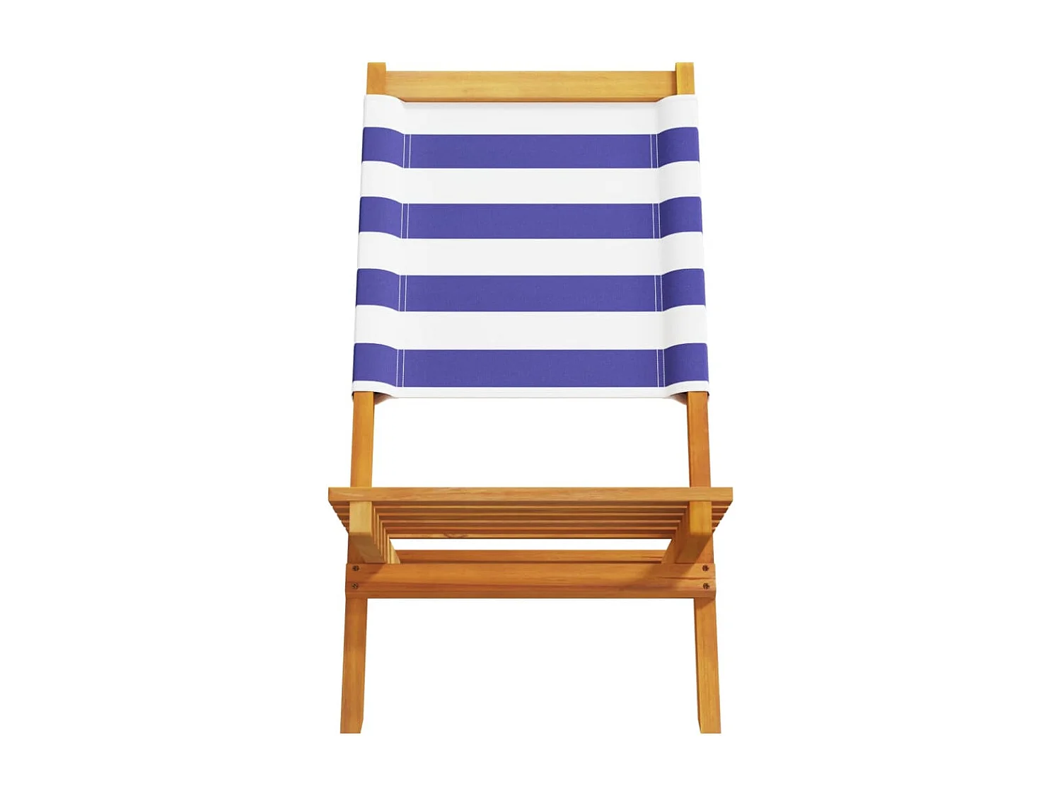Chaises de jardin lot de 2 bleu/blanc bois acacia massif tissu
