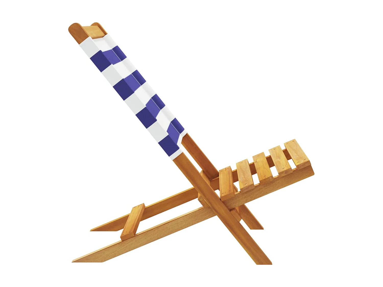 Chaises de jardin lot de 2 bleu/blanc bois acacia massif tissu