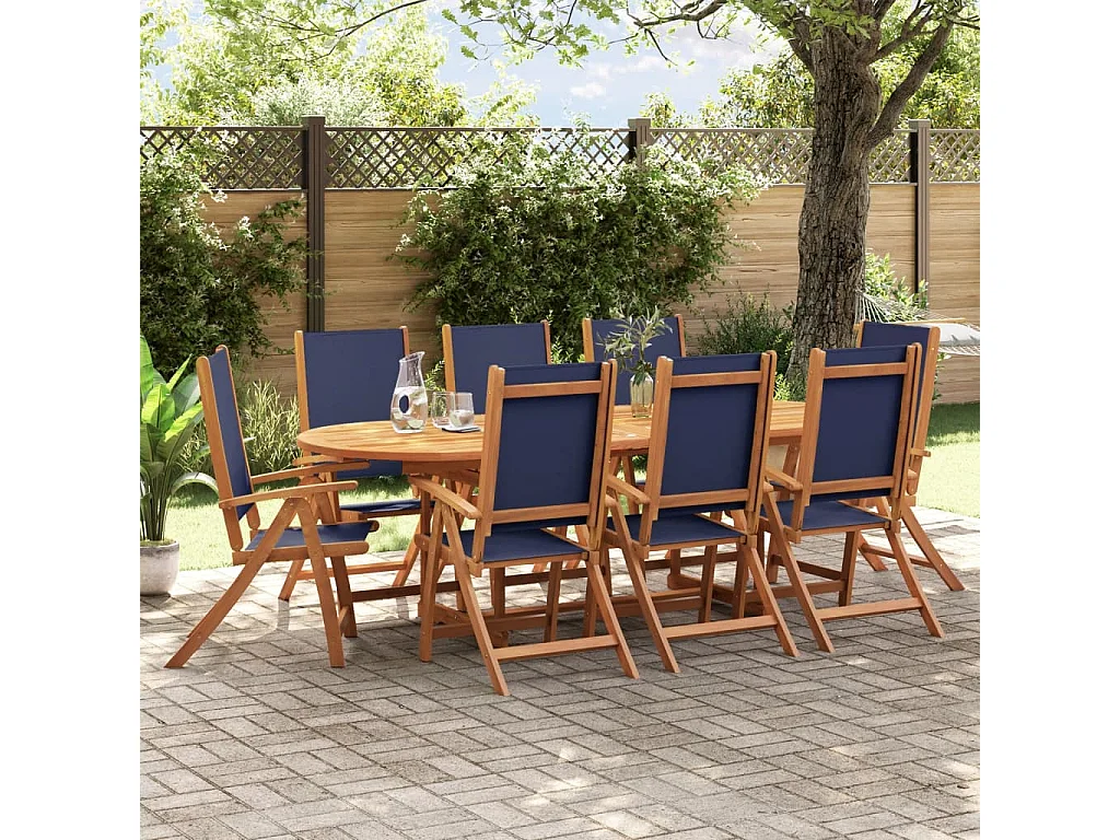 Chaises pliables de jardin lot de 8 bois d'acacia et textilène