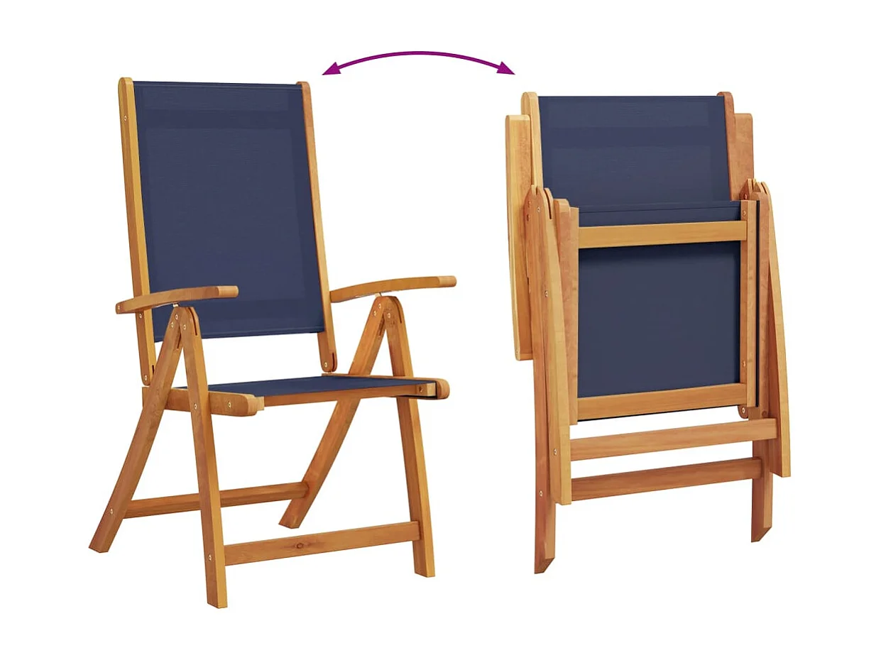 Chaises pliables de jardin lot de 8 bois d'acacia et textilène