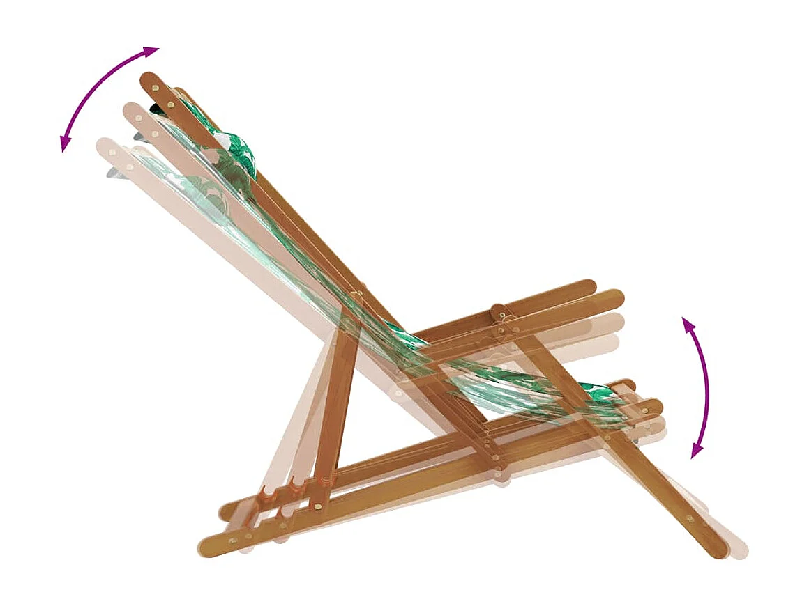 Klappbarer Strandstuhl Blättermuster Eukalyptusholz/Stoff