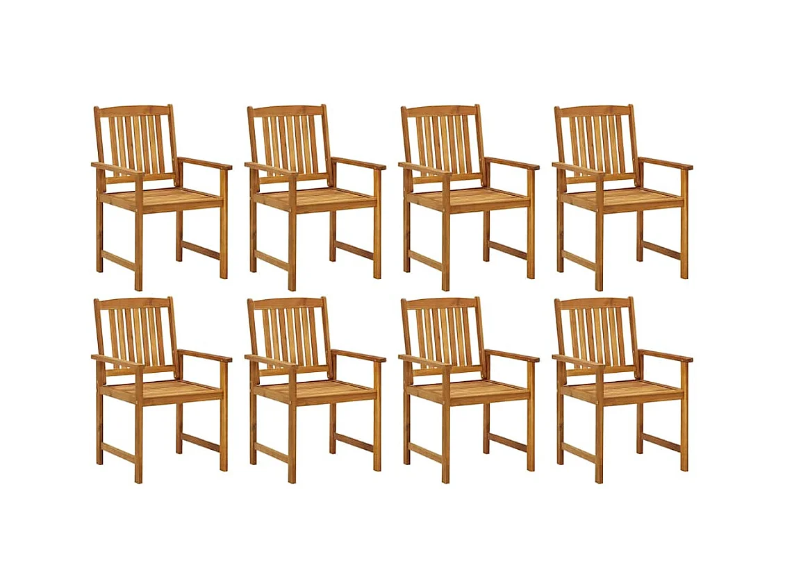 Set di 8 sedie da giardino con cuscini in legno massello di acacia