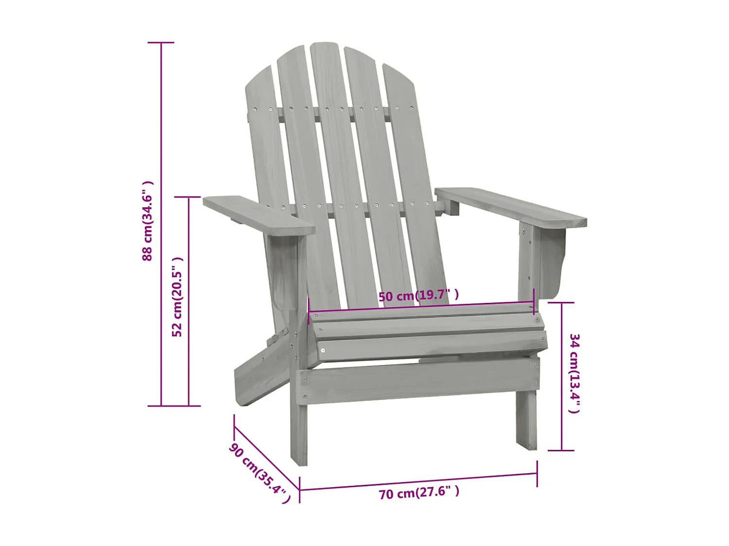 Cadeira de jardim de madeira cinza