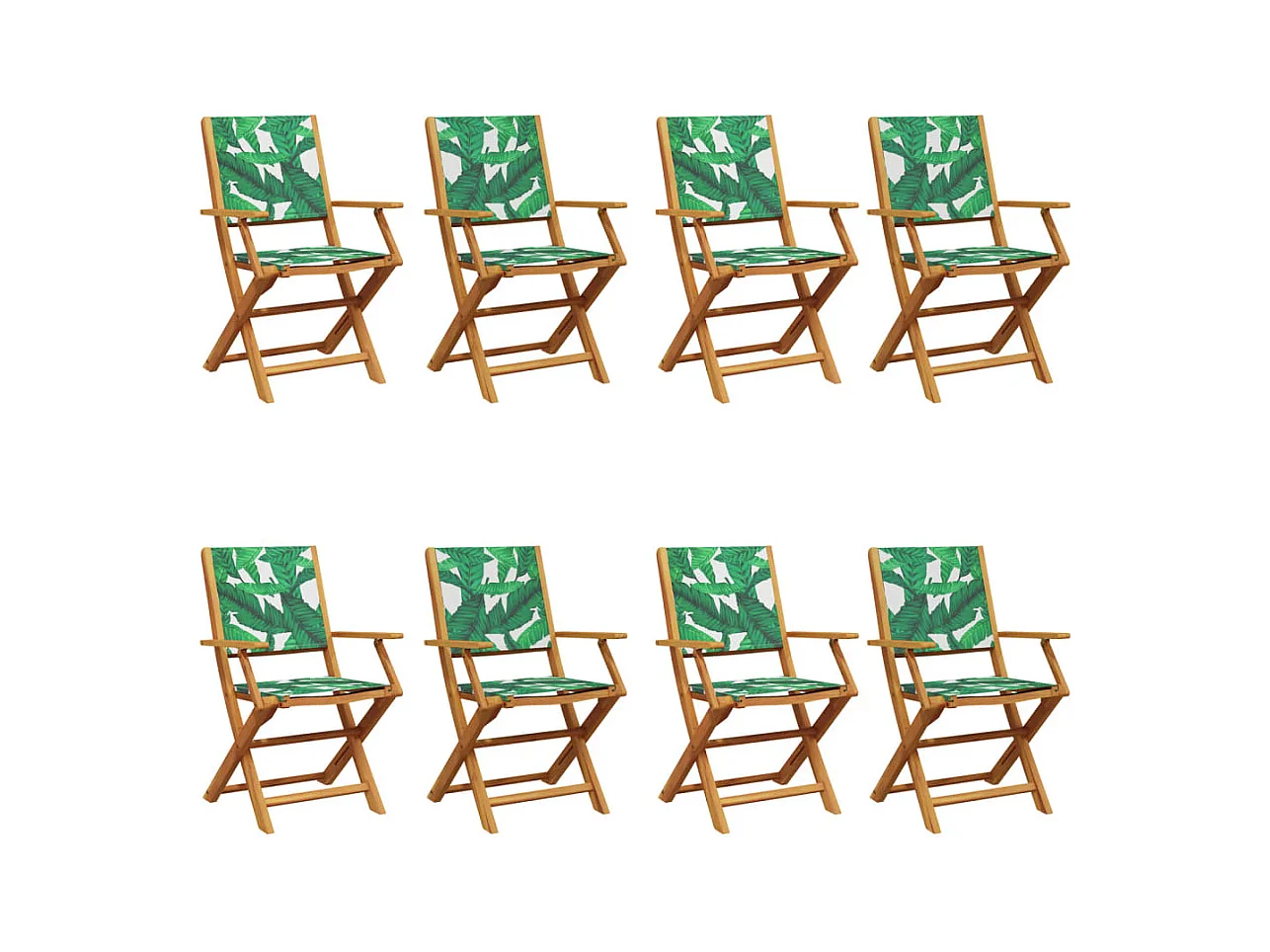 Chaises de jardin pliantes lot de 8 vert tissu et bois massif