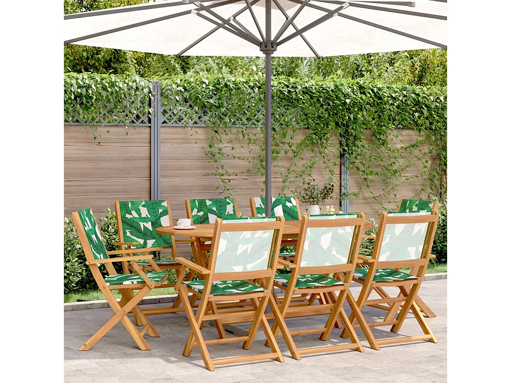 Chaises de jardin pliantes lot de 8 vert tissu et bois massif