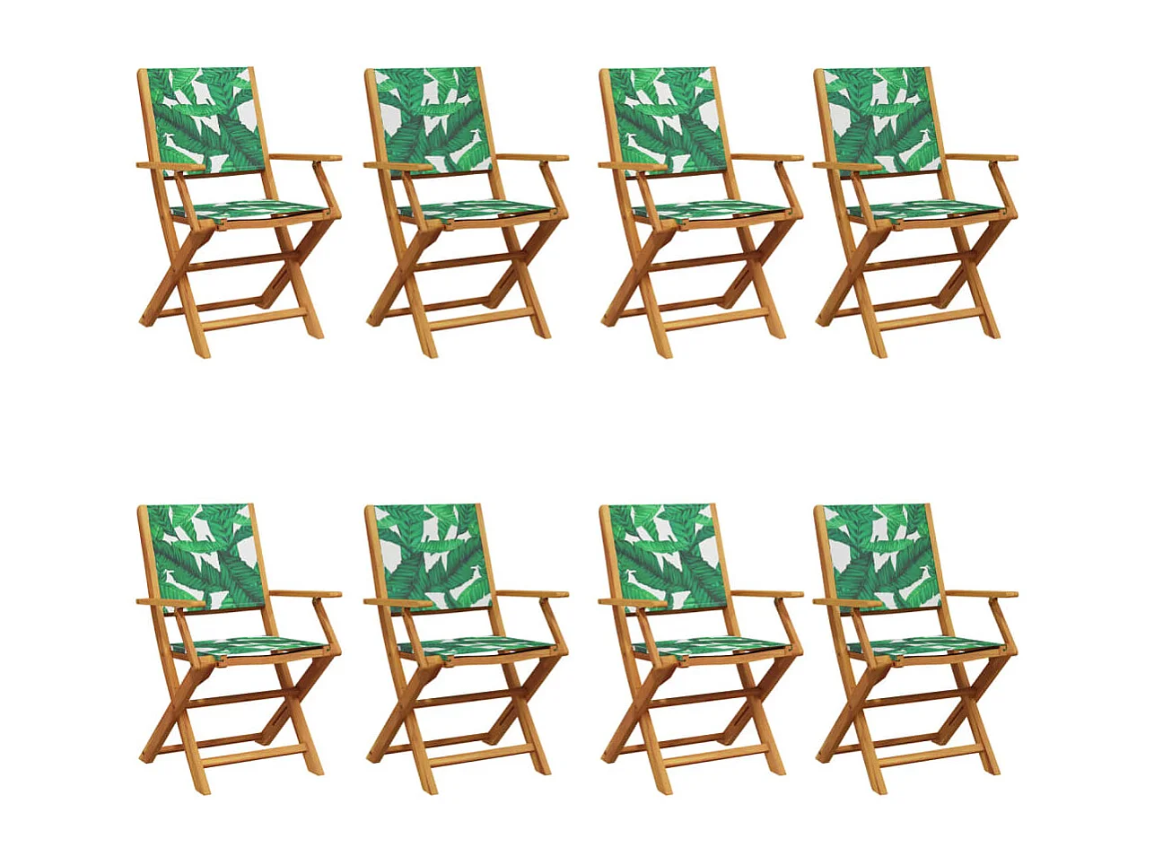Chaises de jardin pliantes lot de 8 vert tissu et bois massif