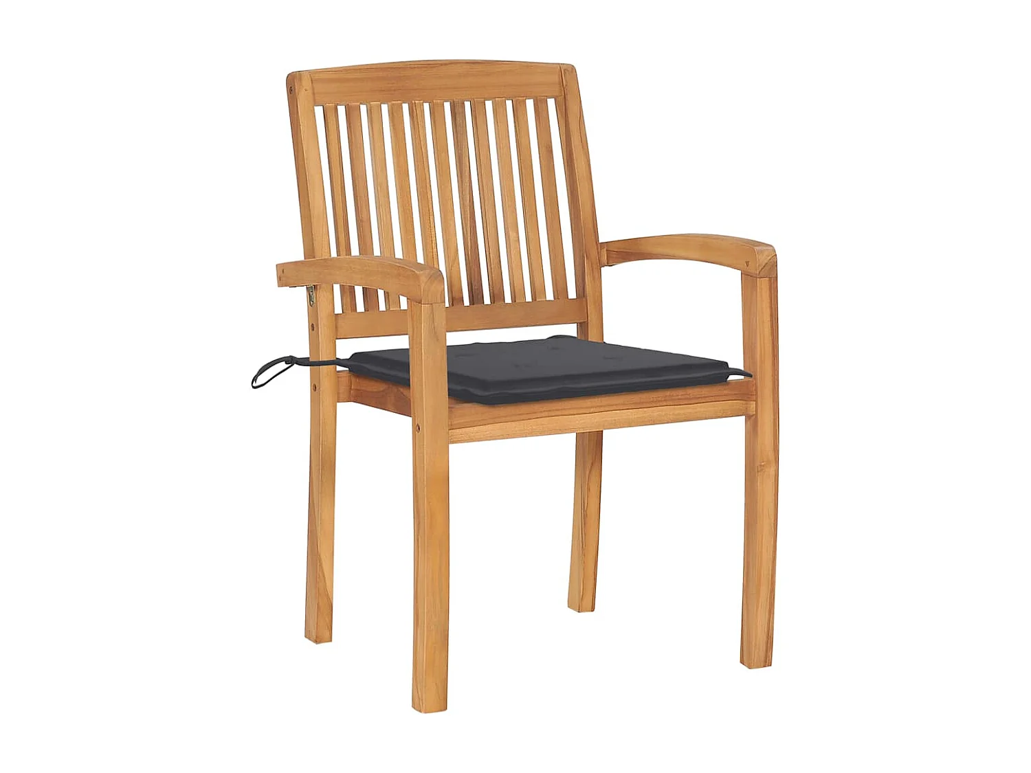 Chaises de jardin lot de 2 et coussins anthracite Bois de teck